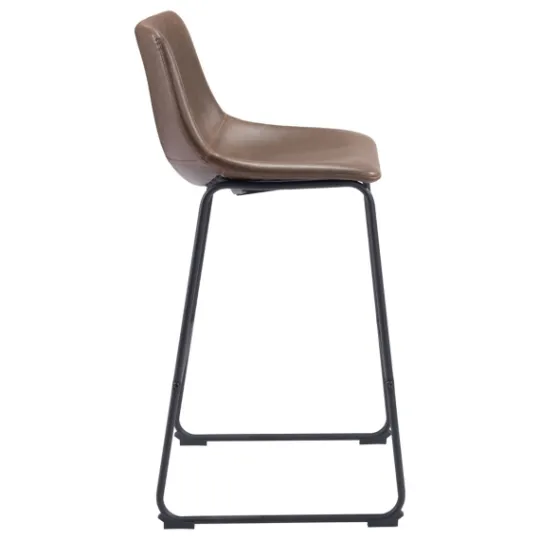 Kirkland's Home Chestnut Faux Leather Sloped Bar Stools, Set Of 2- Bar Stools & Counter Height Stools