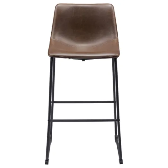 Kirkland's Home Chestnut Faux Leather Sloped Bar Stools, Set Of 2- Bar Stools & Counter Height Stools