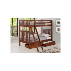 Kirkland's Home Chestnut Pine Removable Twin Bunk Bed With Drawers- Beds & Headboards