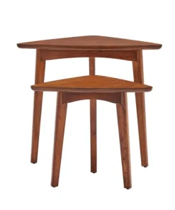 Kirkland's Home Chestnut Wood Triangular Accent Tables, Set Of 2- Accent & End Tables