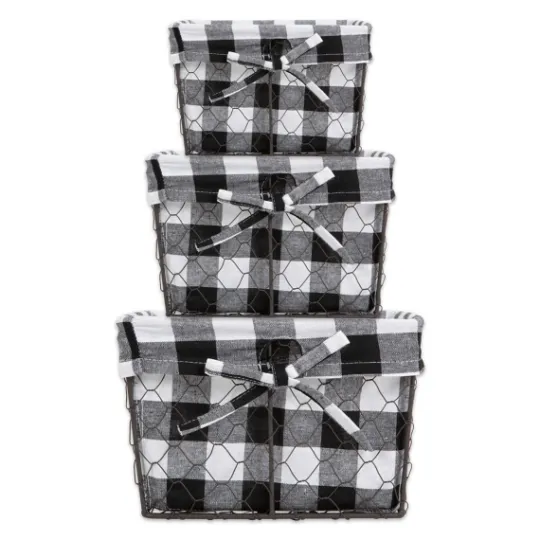 Kirkland's Home Chicken Wire And Buffalo Check Baskets, Set Of 3- Baskets & Boxes