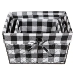 Kirkland's Home Chicken Wire And Buffalo Check Baskets, Set Of 3- Baskets & Boxes