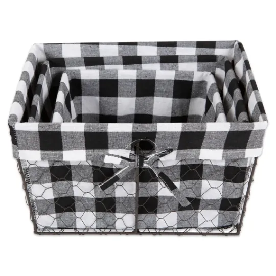 Kirkland's Home Chicken Wire And Buffalo Check Baskets, Set Of 3- Baskets & Boxes