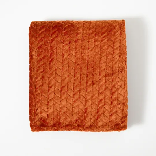 Kirkland's Home Chili Heavenly Herringbone Plush Throw- Blankets & Throws