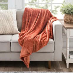 Kirkland's Home Chili Red Heavenly Bubble Throw- Blankets & Throws