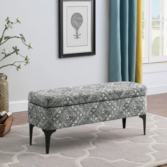 Kirkland's Home Chinle Velvet Storage Bench- Benches & Ottomans