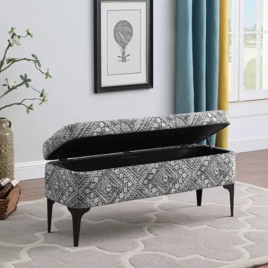 Kirkland's Home Chinle Velvet Storage Bench- Benches & Ottomans