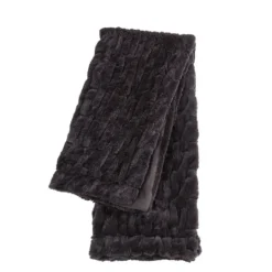 Kirkland's Home Chocolate Fluffy Faux Fur Cotton Throw- Blankets & Throws