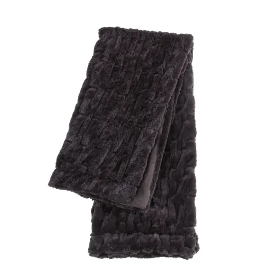 Kirkland's Home Chocolate Fluffy Faux Fur Cotton Throw- Blankets & Throws