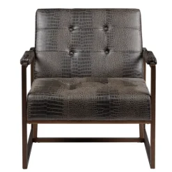 Kirkland's Home Chocolate Walden Faux Leather Accent Chair- Accent Chairs