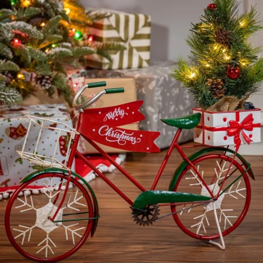Kirkland's Home Christmas Bicycle With Pre-Lit Tree- Statues & Figurines