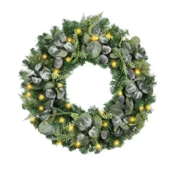 Kirkland's Home Christmas Eucalyptus Pine Mix Pre-Lit Wreath- Wreaths
