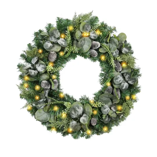 Kirkland's Home Christmas Eucalyptus Pine Mix Pre-Lit Wreath- Wreaths
