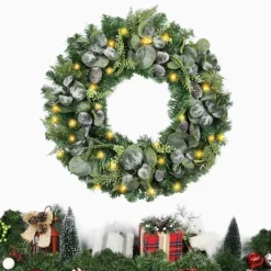 Kirkland's Home Christmas Eucalyptus Pine Mix Pre-Lit Wreath- Wreaths