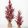 Kirkland's Home Christmas Red Berry Burlap Trees, Set Of 2- Trees & Topiaries