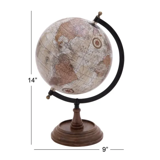 Kirkland's Home Classic Ivory Mango Wood Base Globe- Statues & Figurines