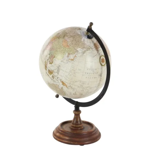 Kirkland's Home Classic Ivory Mango Wood Base Globe- Statues & Figurines