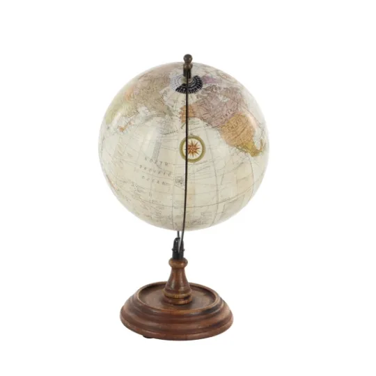 Kirkland's Home Classic Ivory Mango Wood Base Globe- Statues & Figurines