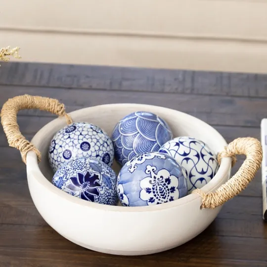 Kirkland's Home Clay Bowl With Rope Handles- Decorative Bowls & Jars