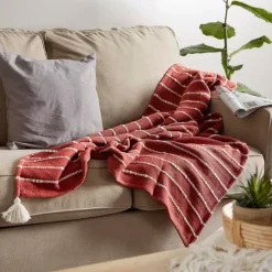 Kirkland's Home Clayoff Slub Stripe Decorative Throw- Blankets & Throws