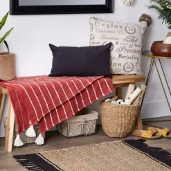 Kirkland's Home Clayoff Slub Stripe Decorative Throw- Blankets & Throws