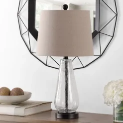 Kirkland's Home Clear Crackle Glass Bronze Center Table Lamp- Table Lamps