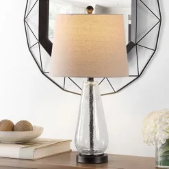 Kirkland's Home Clear Crackle Glass Bronze Center Table Lamp- Table Lamps