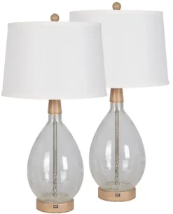 Kirkland's Home Clear Crackled Glass Table Lamps, Set Of 2- Table Lamps