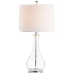 Kirkland's Home Clear Glass And Silver Metal Base Table Lamp- Table Lamps