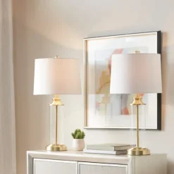 Kirkland's Home Clear Glass Base Gold Table Lamps, Set Of 2- Table Lamps
