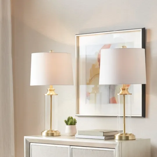 Kirkland's Home Clear Glass Base Gold Table Lamps, Set Of 2- Table Lamps