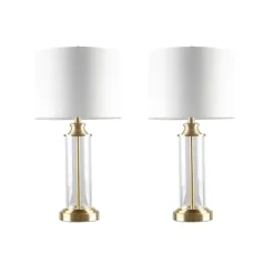 Kirkland's Home Clear Glass Base Gold Table Lamps, Set Of 2- Table Lamps