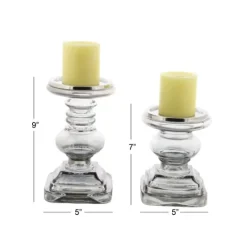 Kirkland's Home Clear Glass Column Candle Holders, Set Of 2- Candle Holders