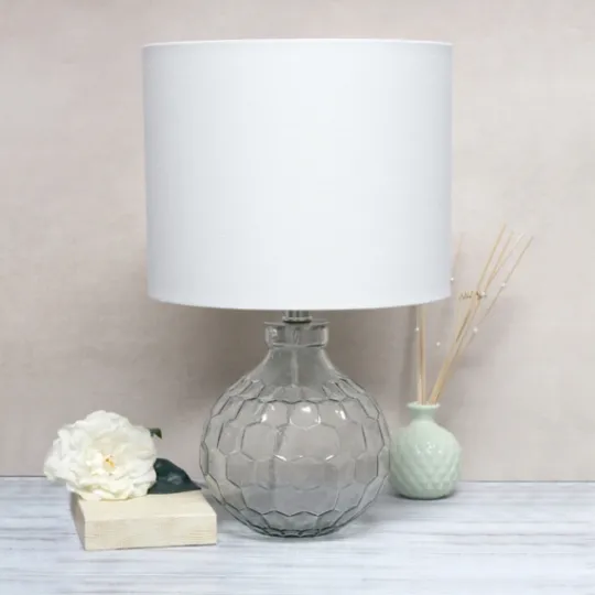 Kirkland's Home Clear Glass Honeycomb Table Lamp- Table Lamps