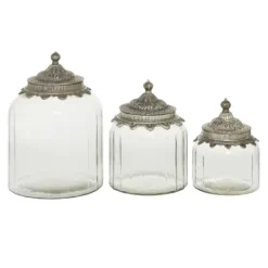 Kirkland's Home Clear Glass Jars With Decorative Lids, Set Of 3- Decorative Bowls & Jars