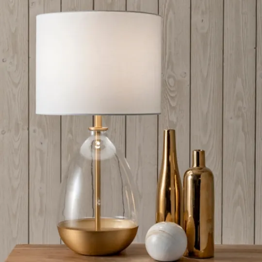Kirkland's Home Clear Gold Dipped Glass Table Lamp- Table Lamps
