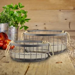 Kirkland's Home Coastal Wire And Wood Baskets, Set Of 2- Baskets & Boxes