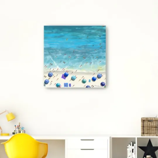 Kirkland's Home Cobalt Aerial Beach Canvas Art Print- Canvas Art