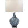 Kirkland's Home Cobalt Blue Swirl Carved Glass Table Lamp- Table Lamps