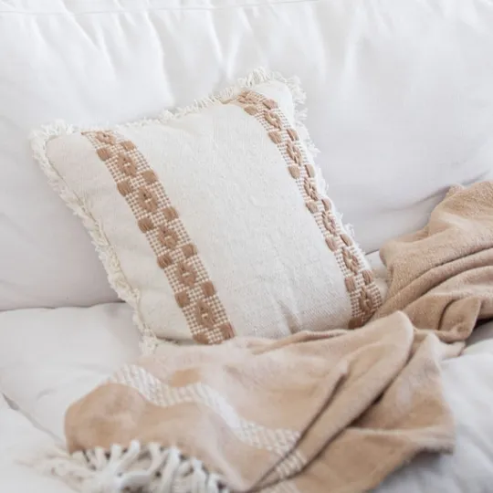 Kirkland's Home Coffee Brown Textured Stripe Throw Pillow- Pillows