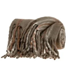 Kirkland's Home Coffee Hand Loomed Throw With Tassels- Blankets & Throws