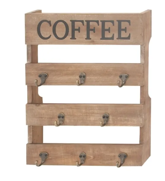Kirkland's Home Coffee Metal And Wood Plank Wall Hooks- Hooks