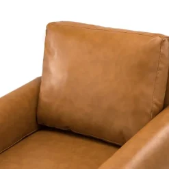 Kirkland's Home Cognac Faux Leather And Wood Accent Chair- Accent Chairs