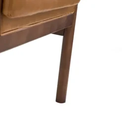Kirkland's Home Cognac Faux Leather And Wood Accent Chair- Accent Chairs
