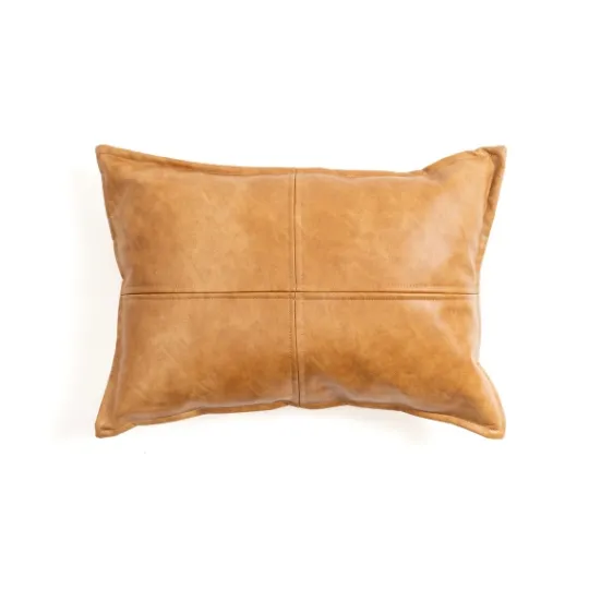 Kirkland's Home Cognac Faux Leather Lumbar Pillow- Pillows
