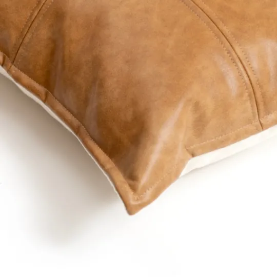 Kirkland's Home Cognac Faux Leather Lumbar Pillow- Pillows