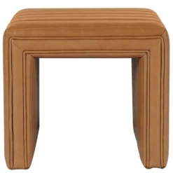 Kirkland's Home Cognac Leather Arch Ottoman- Benches & Ottomans