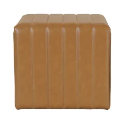 Kirkland's Home Cognac Leather Arch Ottoman- Benches & Ottomans