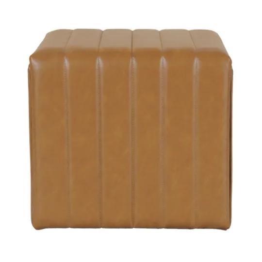 Kirkland's Home Cognac Leather Arch Ottoman- Benches & Ottomans