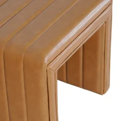 Kirkland's Home Cognac Leather Arch Ottoman- Benches & Ottomans